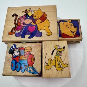 Disney Rubber Stamps Set Of 4 Winnie The Pooh Mickey Mouse Pluto